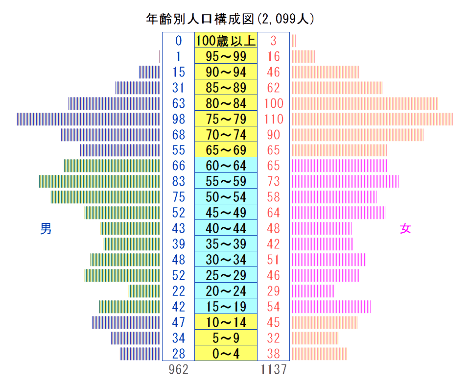 長谷村人口構成